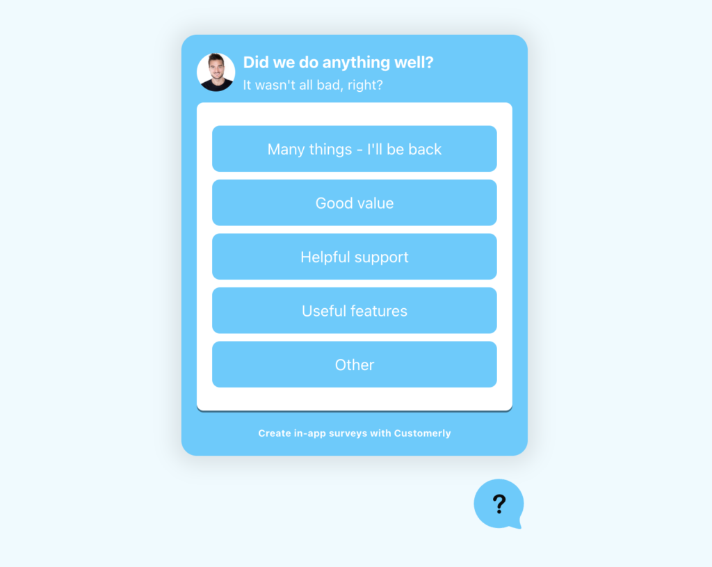 In-app Survey churn question 2