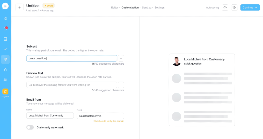 use customer name in email subject