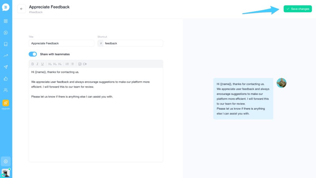 How to add a canned response and save