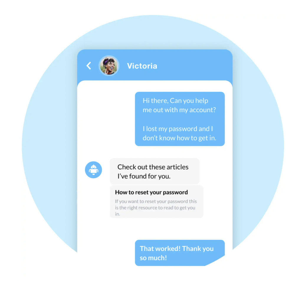 live chat autoreply with help center article