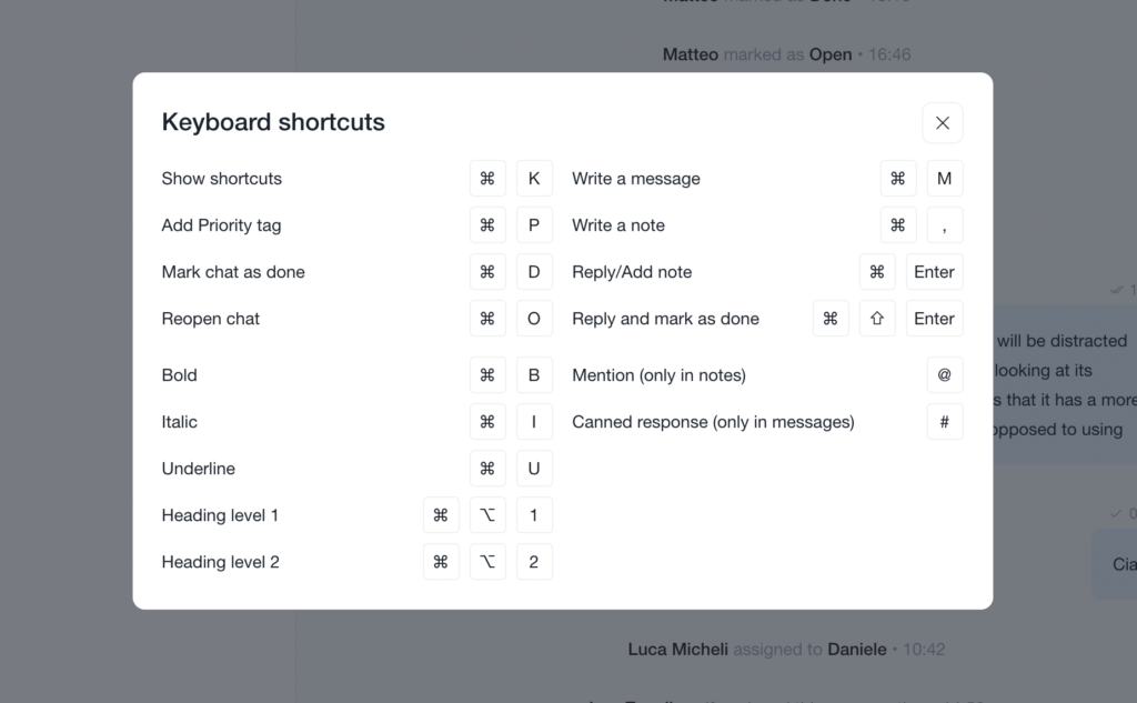 keyboard shortcuts