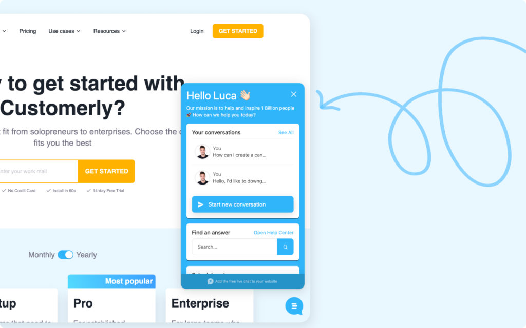 Introduce your team with your mission in your live chat