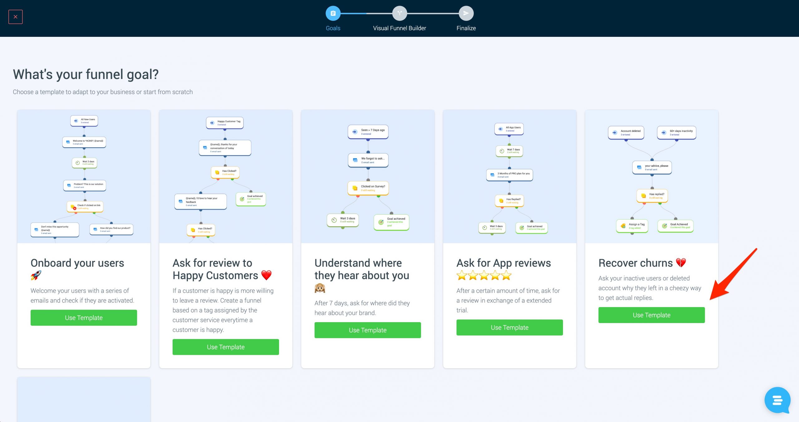 churn recover funnel template
