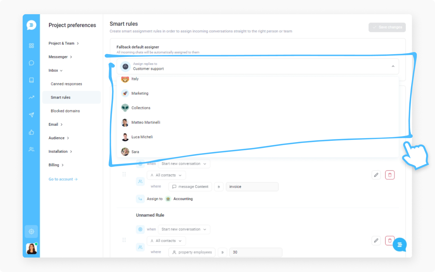 live chat automated routing