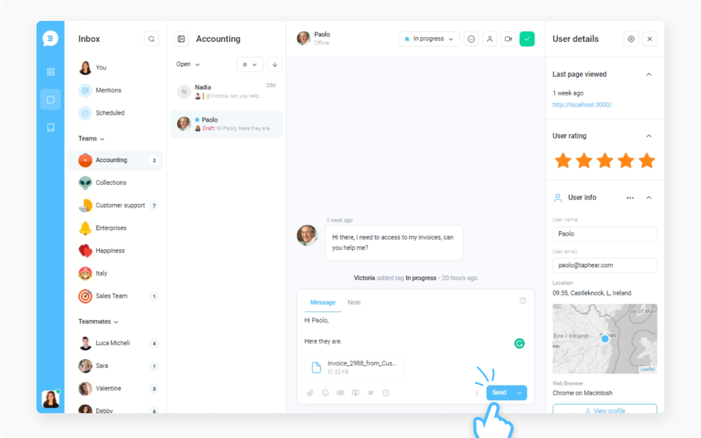 Live chat attachments