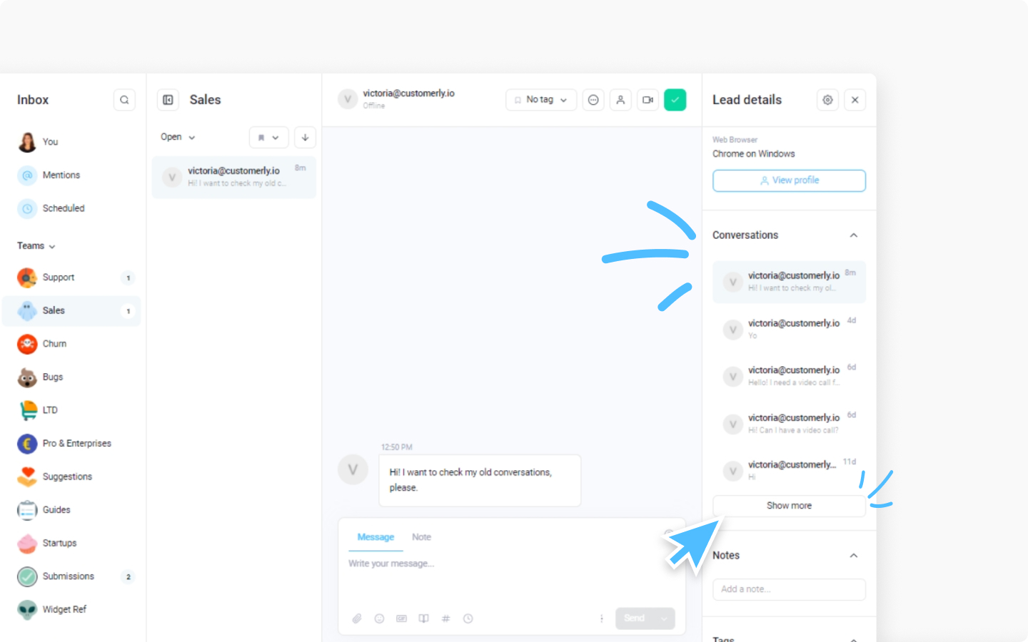 live chat conversation history