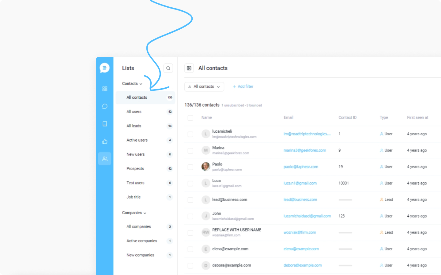 CRM contact lists