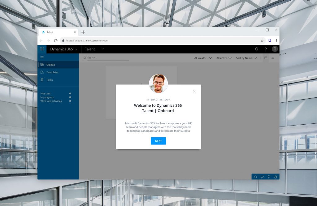 screenshot of userlane for windows dynamic 365