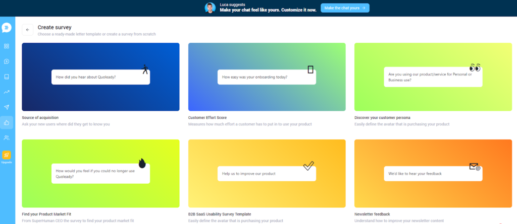 in-app survey templates