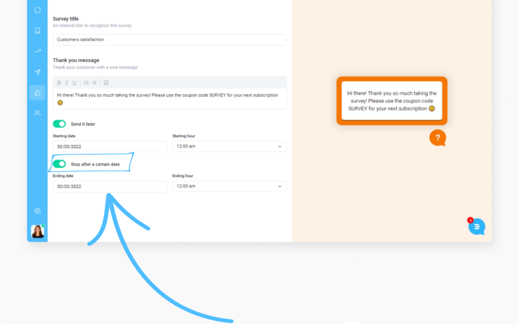 scheduling in-app survey