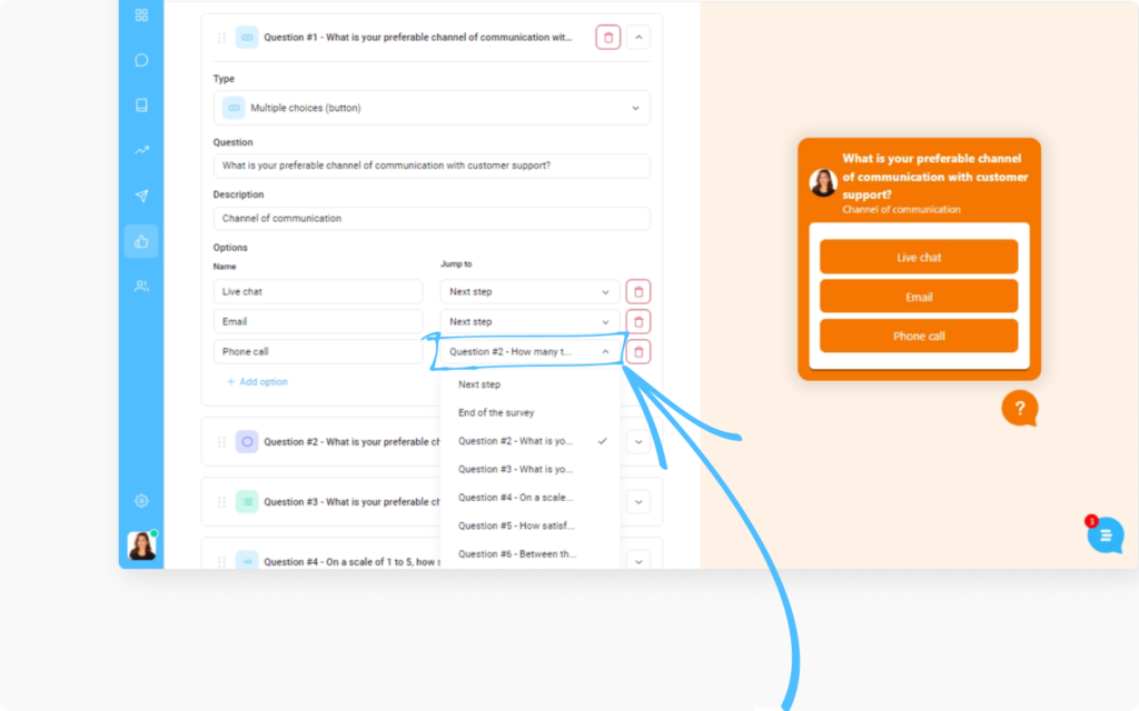 setting up the in-app survey