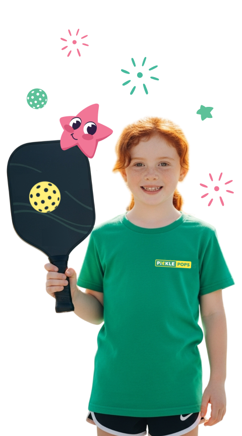 Smiling girl holding a pickleball paddle
