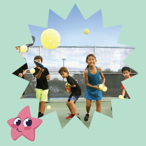 Fun kids pickleball illustration