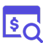 Payment screen with magnifying glass in the bottom right corner.