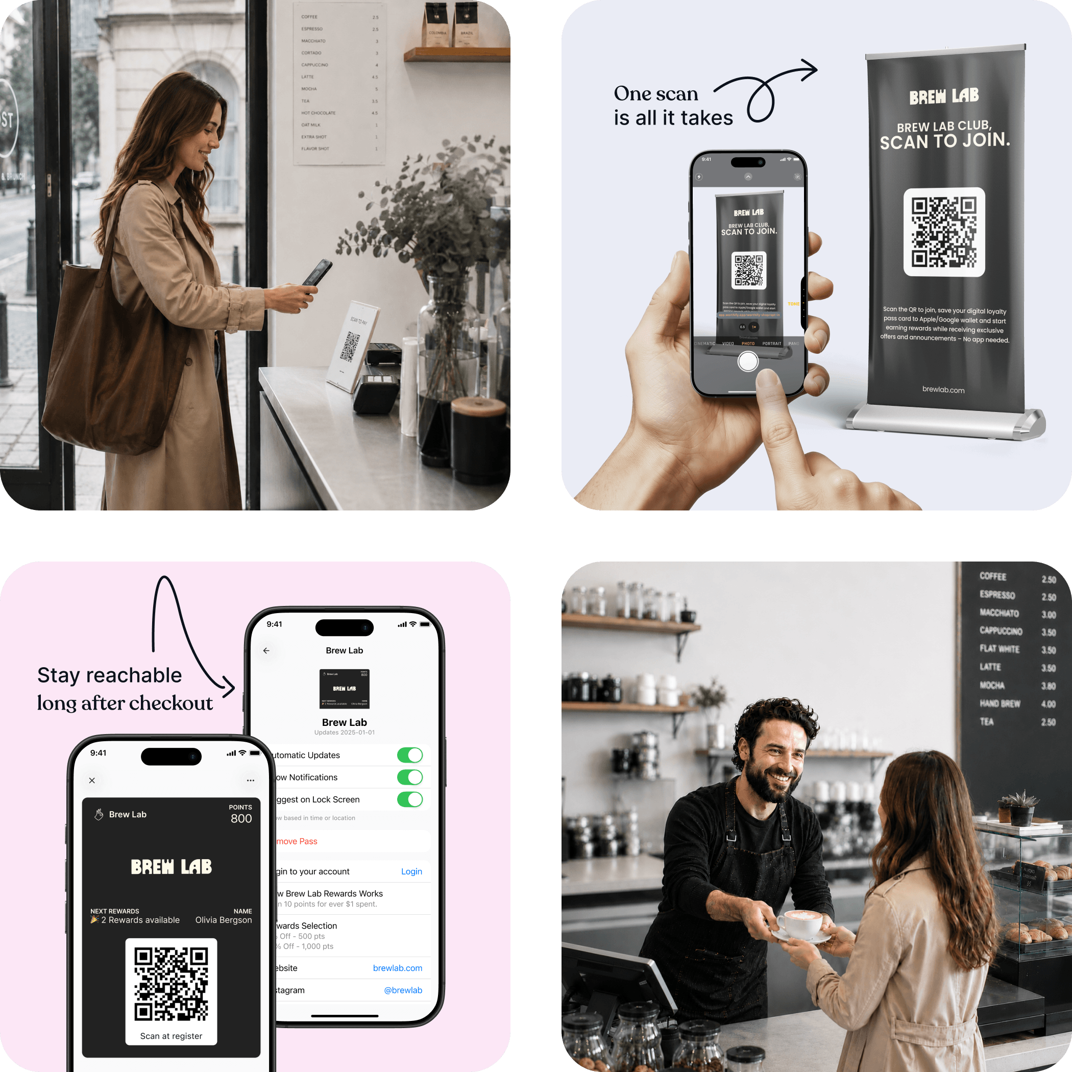 Business owner using a digital wallet pass to stay connected with customers beyond social media and ads