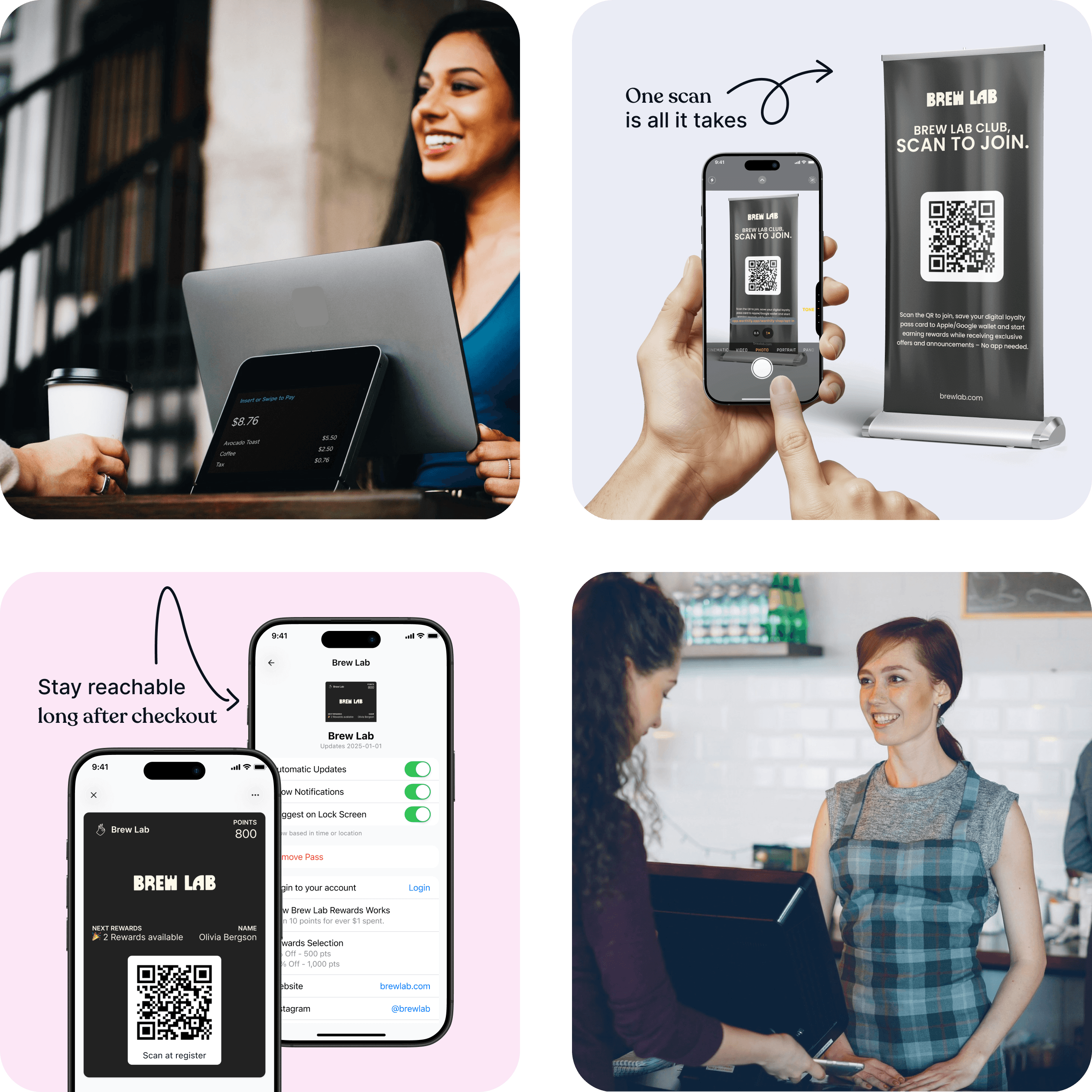 Business owner using a digital wallet pass to stay connected with customers beyond social media and ads