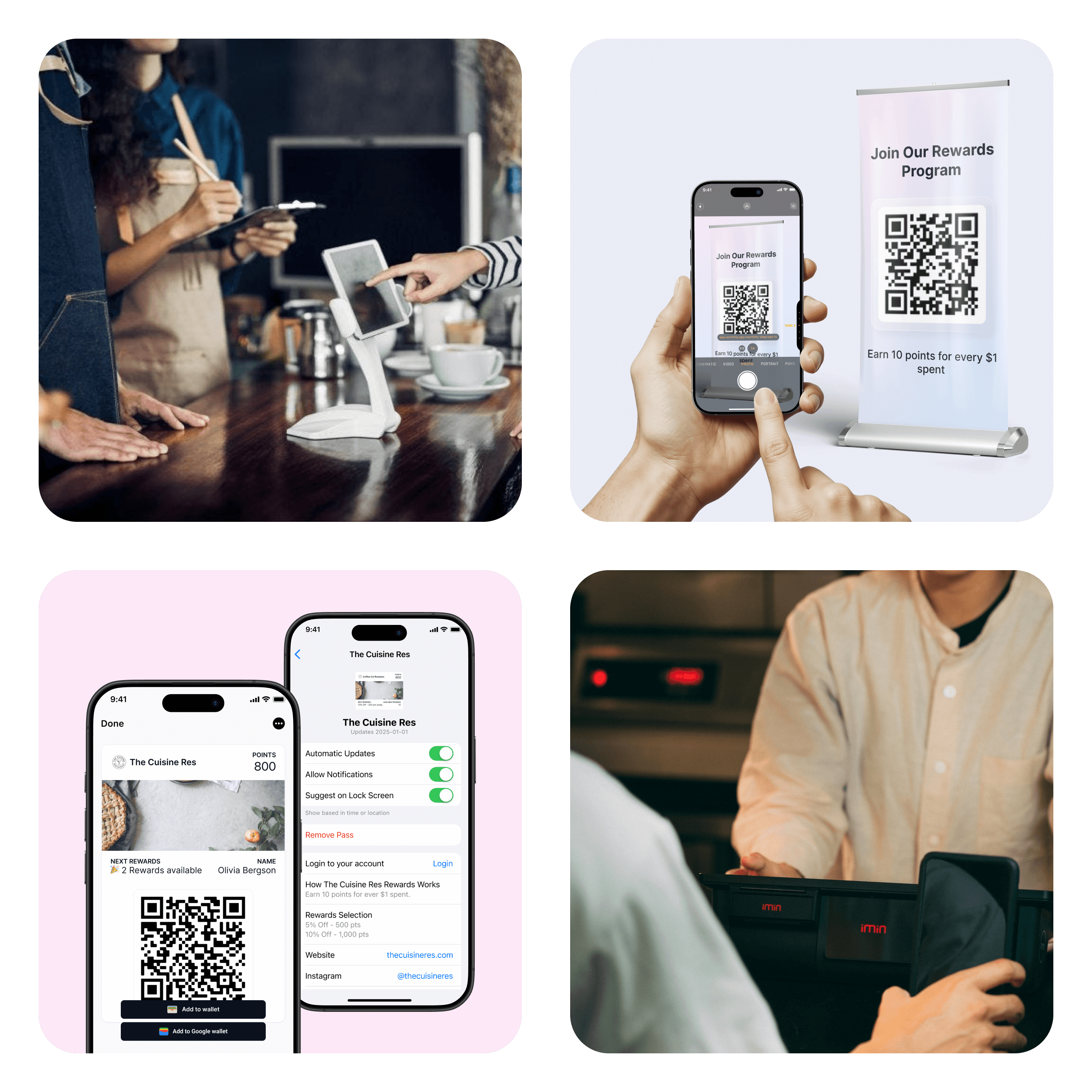 Worthify digital loyalty tools for restaurants with QR code sign-up, branded wallet passes, and flexible rewards replacing outdated punch cards.
