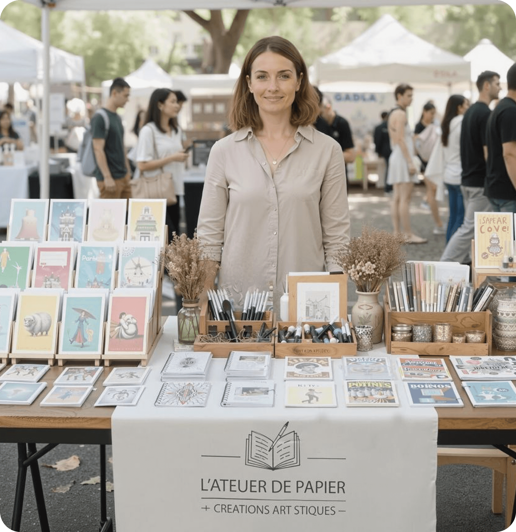 Pop-up business owner using Worthify to turn one-time buyers into repeat customers with digital wallet marketing