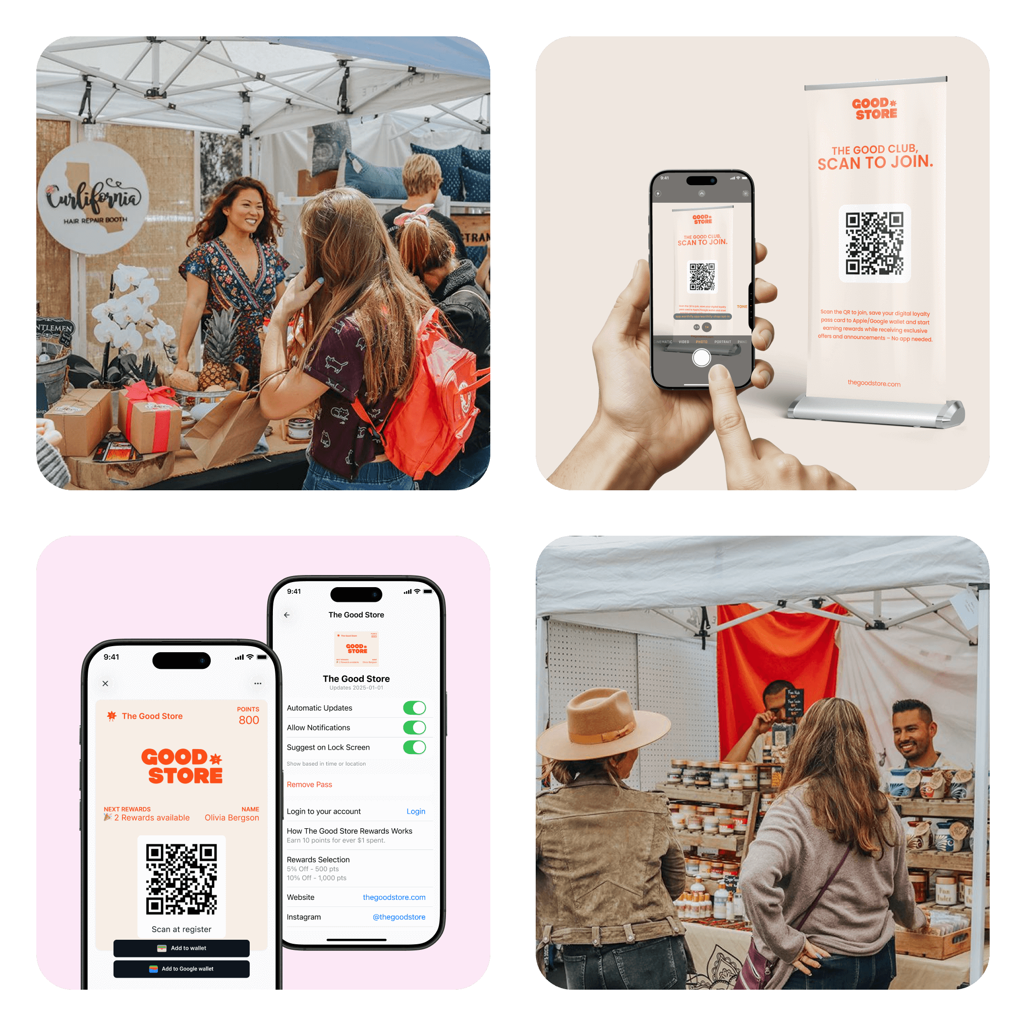 Pop-up brand QR code allowing customers to save the business to their phone for future updates