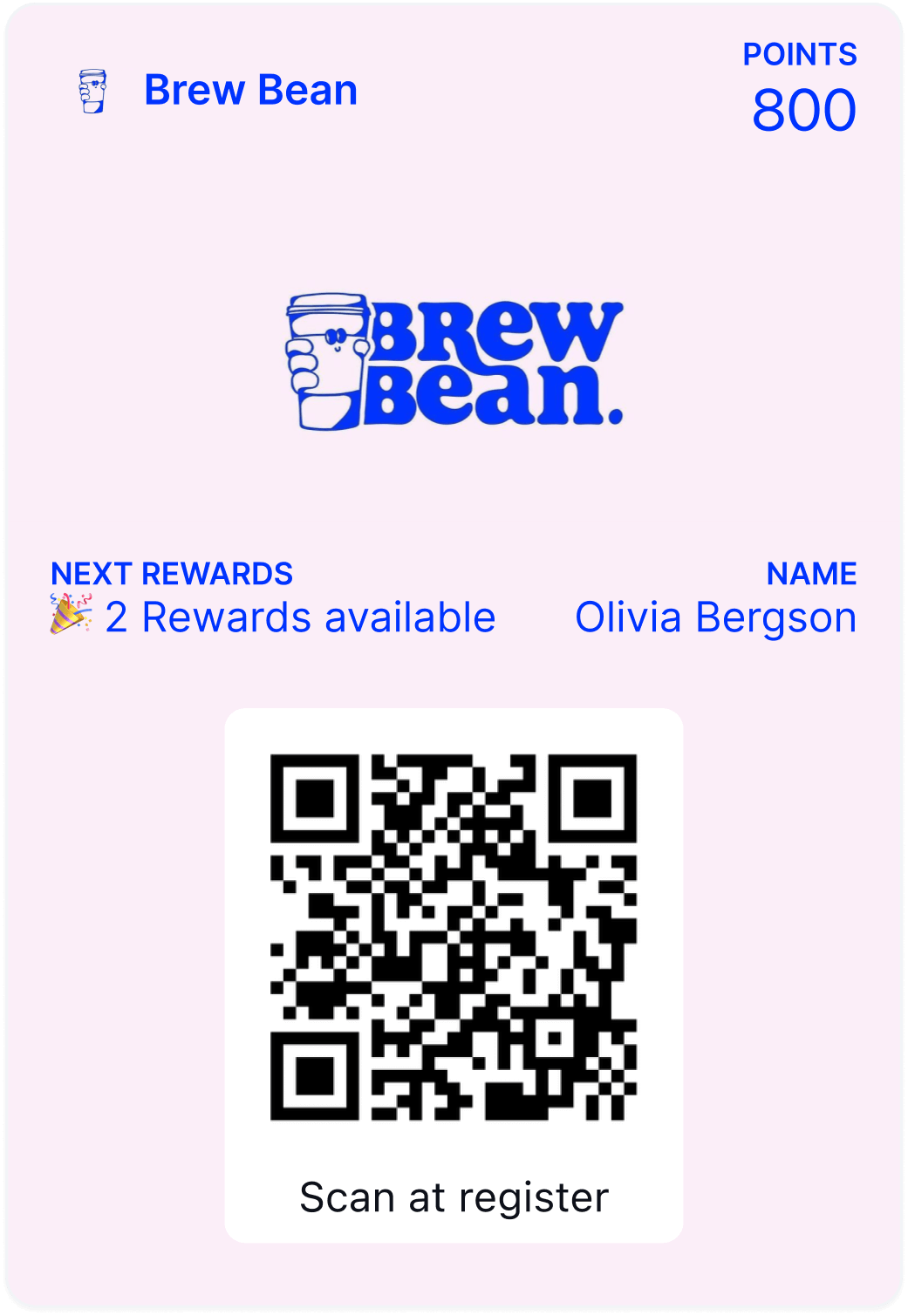 Cafe digital Apple and Google wallet pass