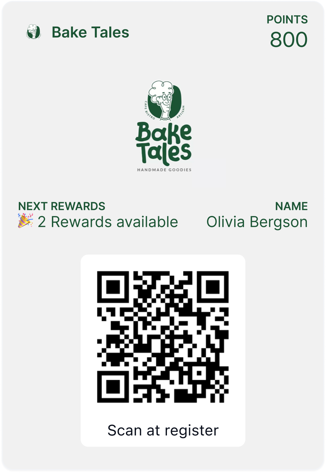 Bakery digital Apple and Google wallet pass