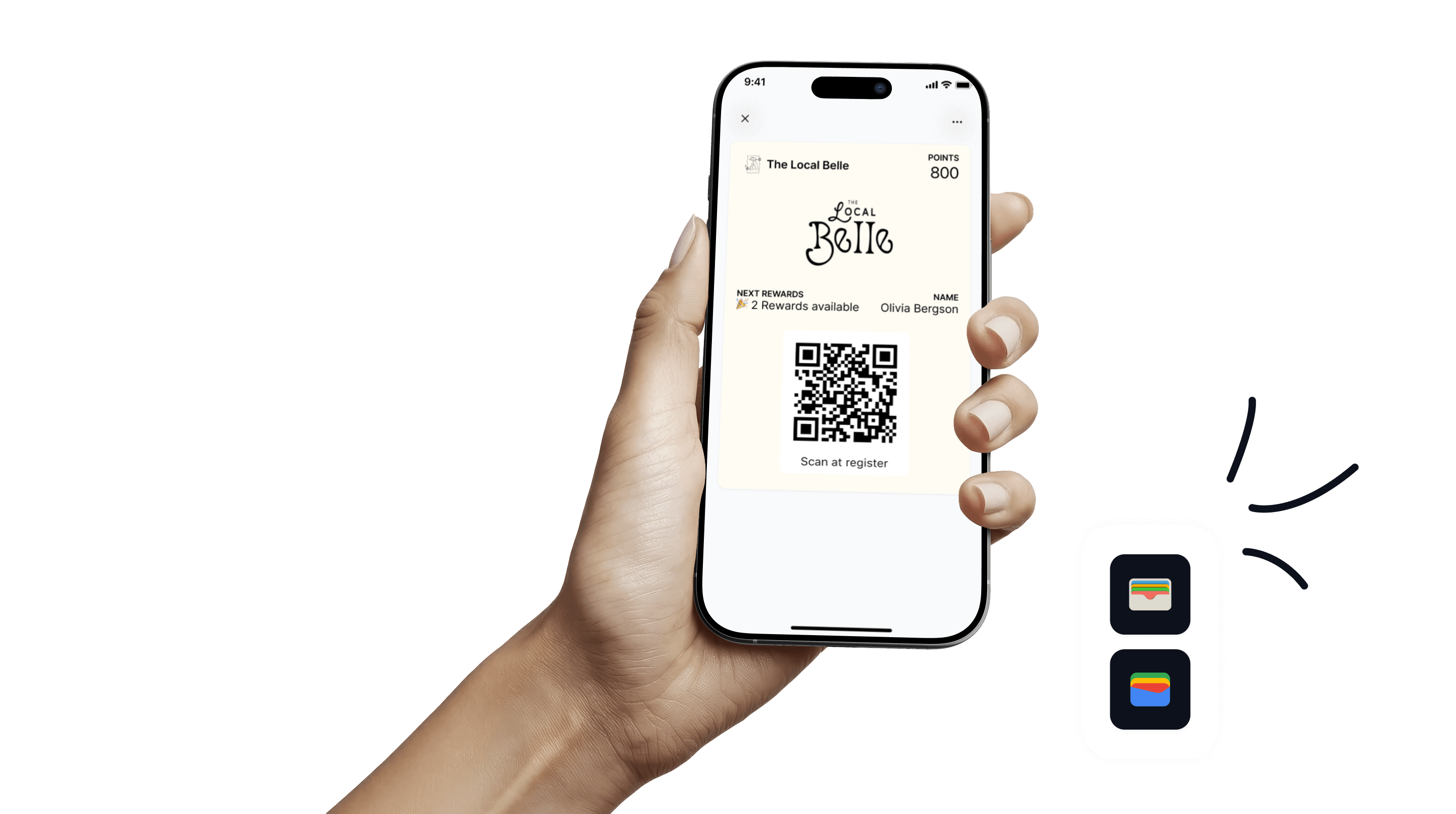 Customer saving a boutique to their phone using a digital wallet pass after shopping