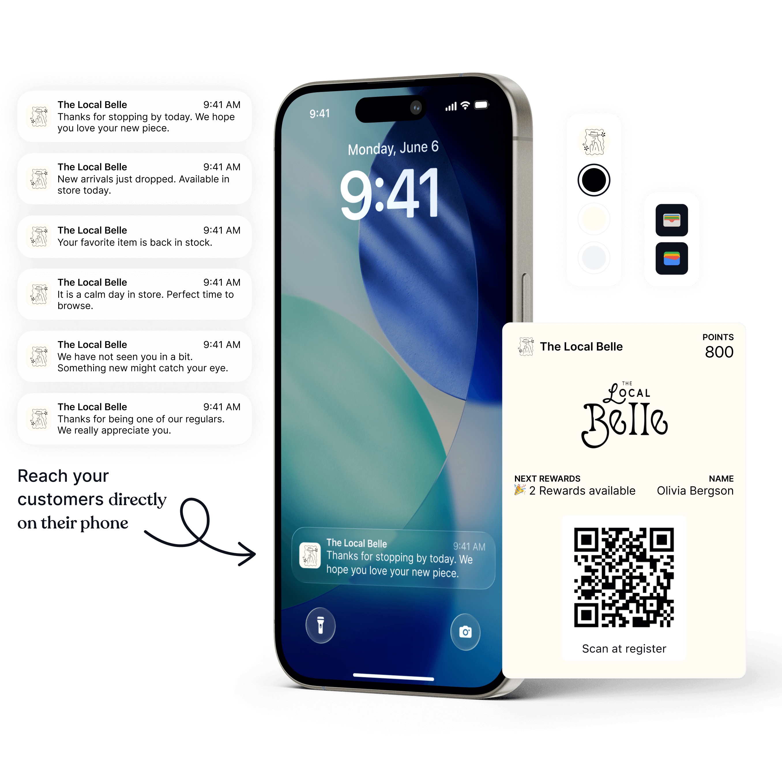 Boutique sending wallet notifications about new arrivals and promotions