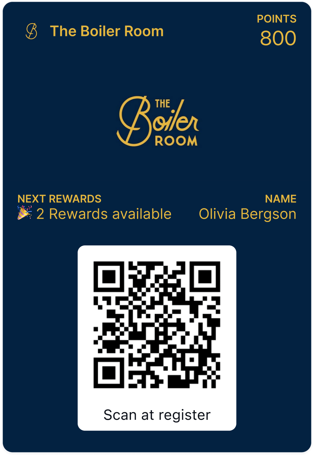 Restaurant digital Apple and Google wallet pass