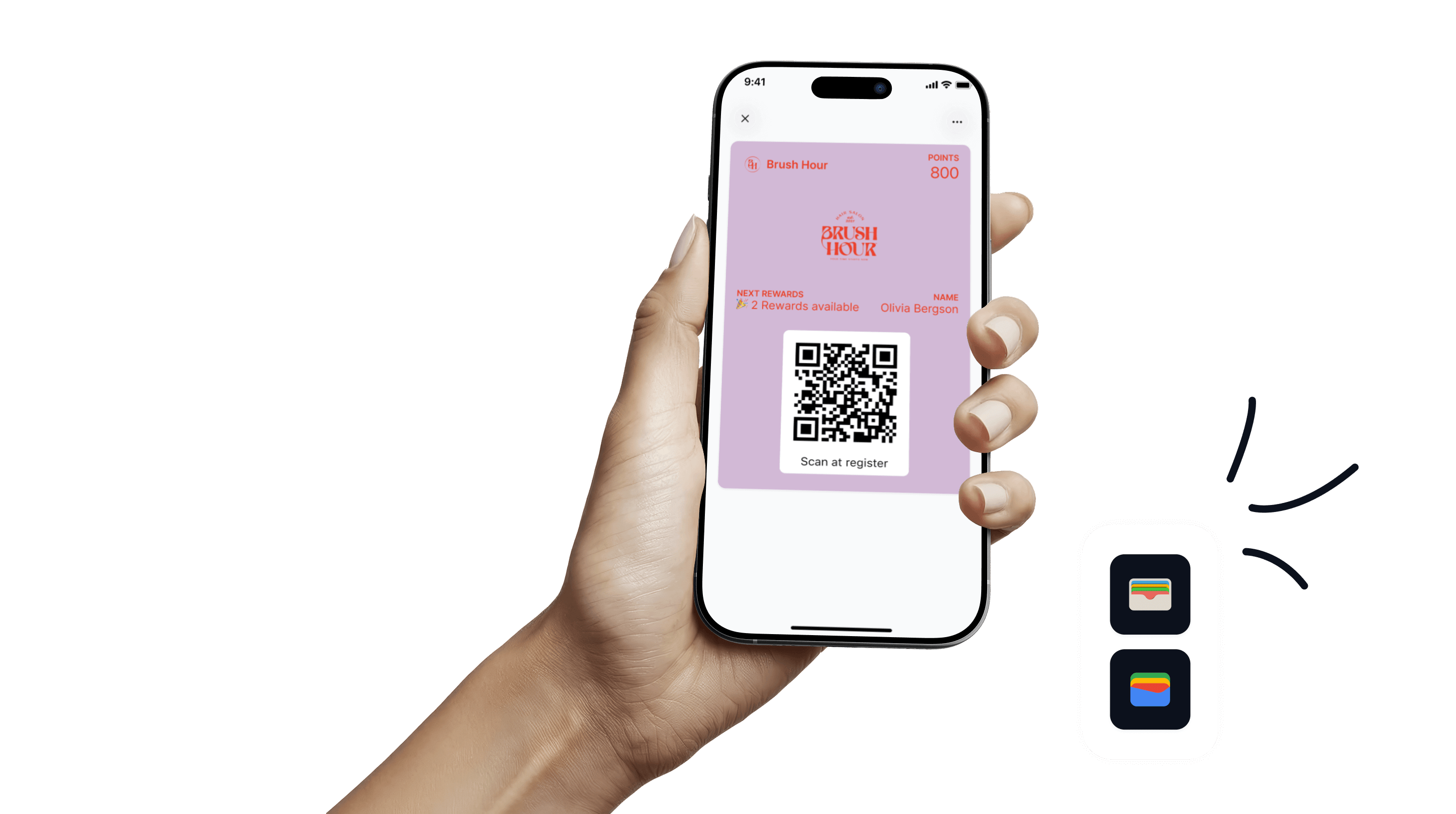 Client saving a salon or barbershop to their phone using a digital wallet pass after an appointment