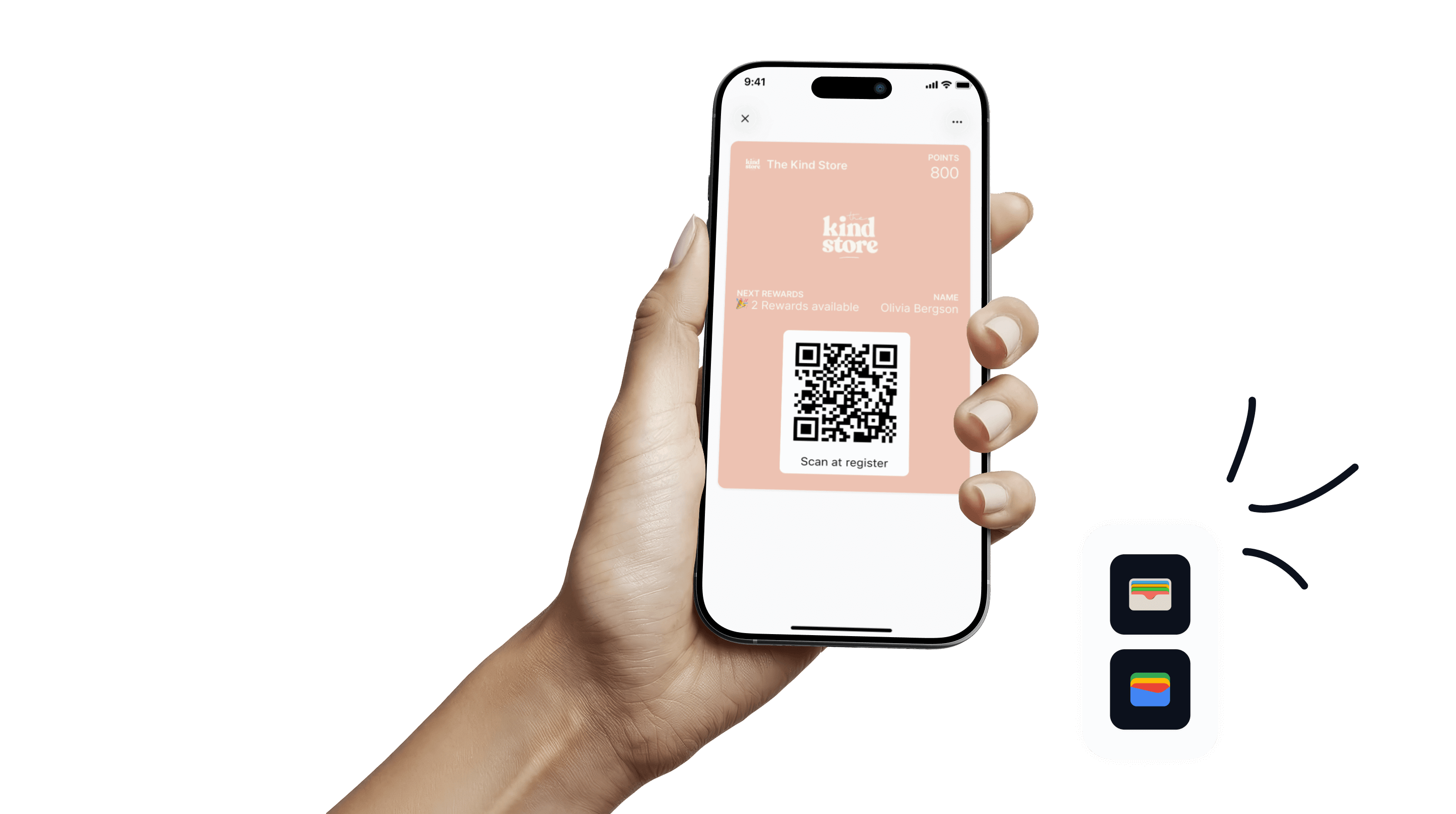 Customer saving a retail shop to their phone using a digital wallet pass after shopping