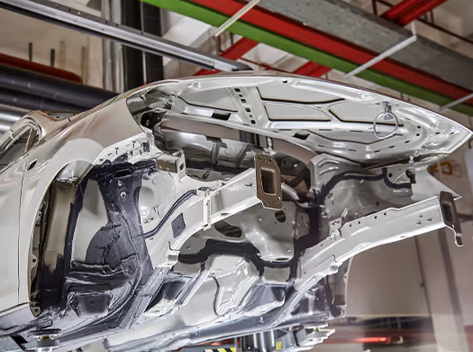 Auto frame being repaired.