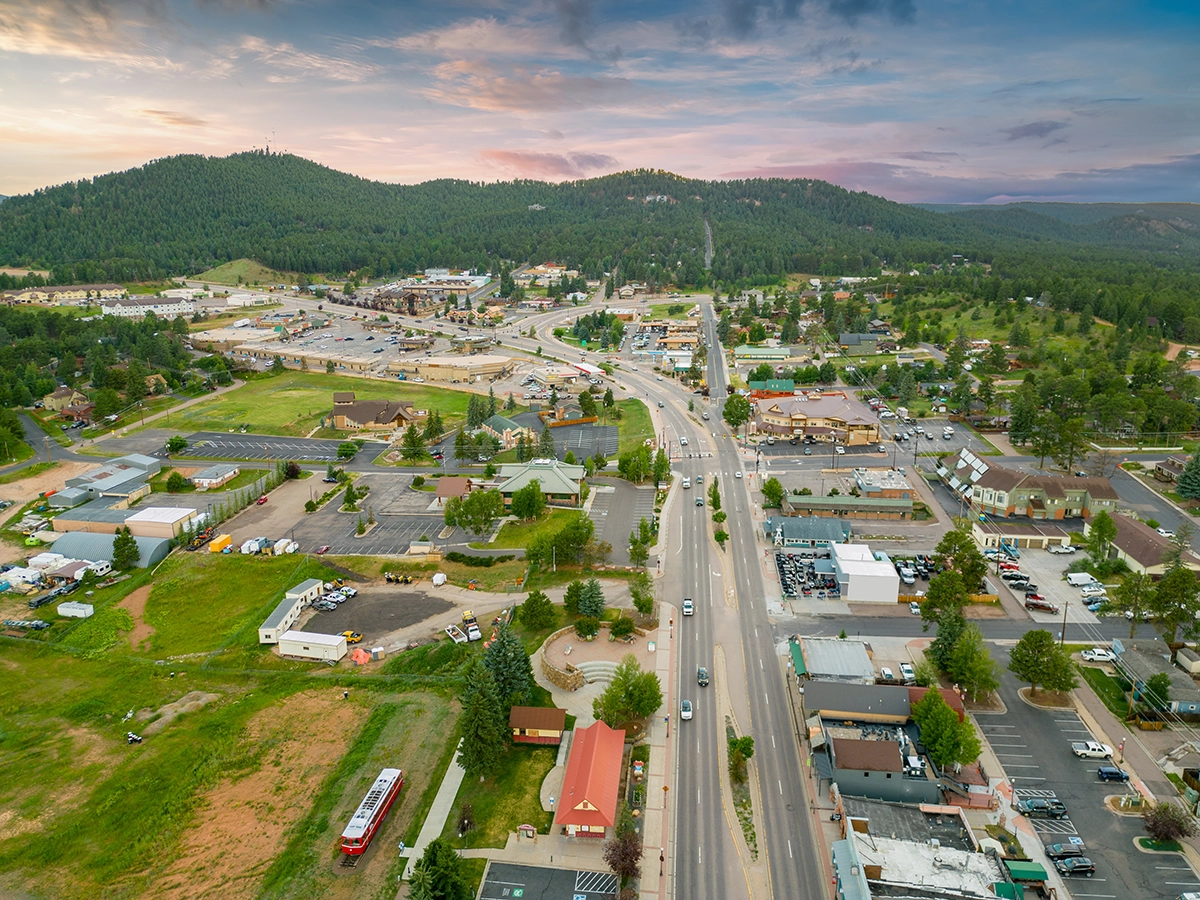Aerial photo town of Woodland Park Colorado.
