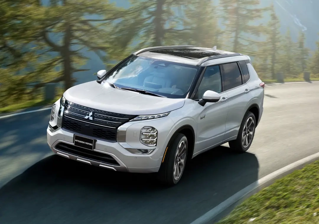 A Mitsubishi cruising on the back roads.
