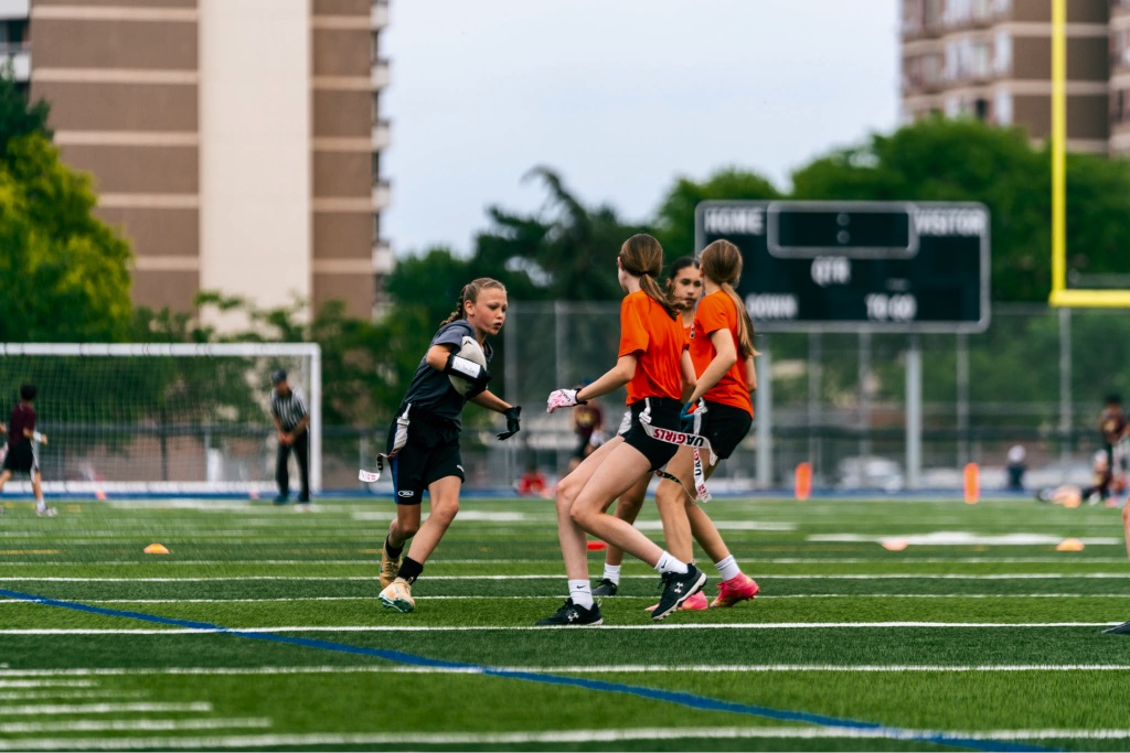 Flag football game in progress