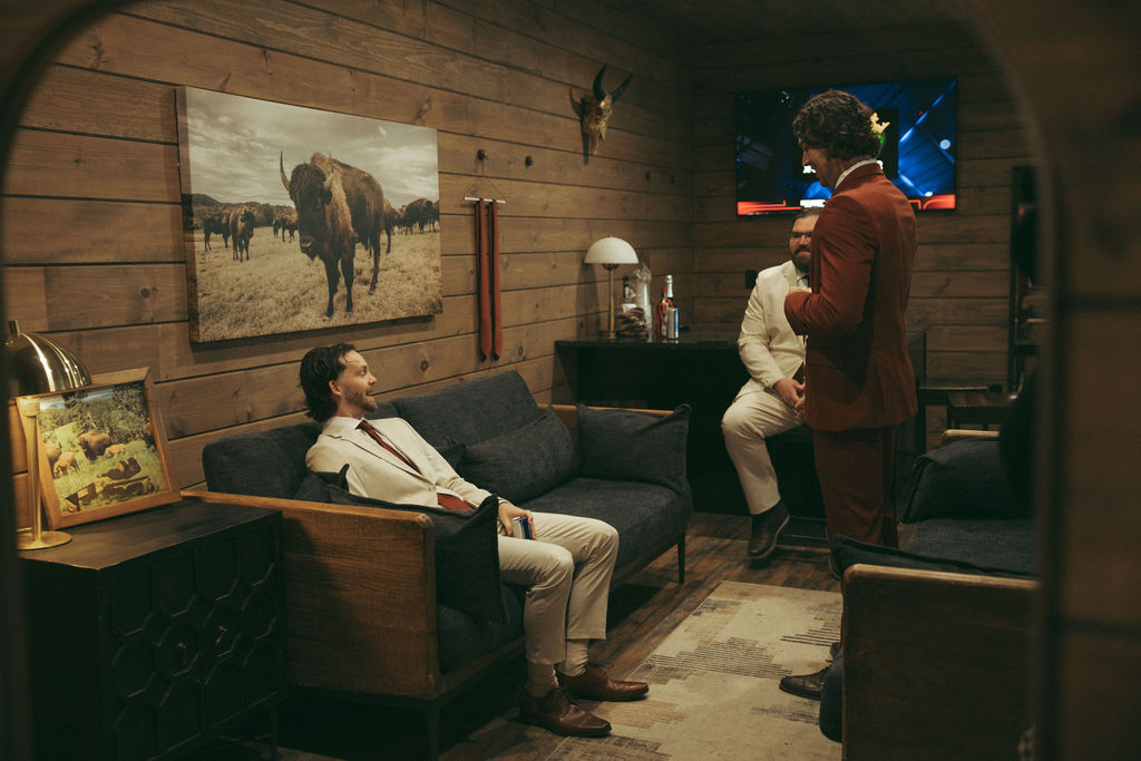 Guests dancing at reception at Satolah Creek Farm wedding venue in North Georgia