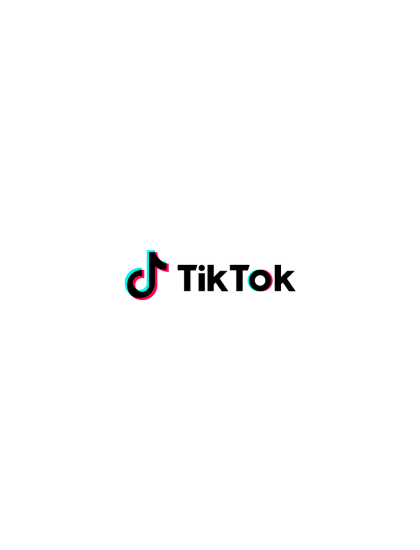 TikTok logo with the word TikTok and a musical note symbol.