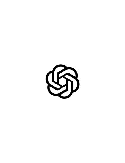 Black interlocking geometric shape forming a symmetrical knot on a white background.
