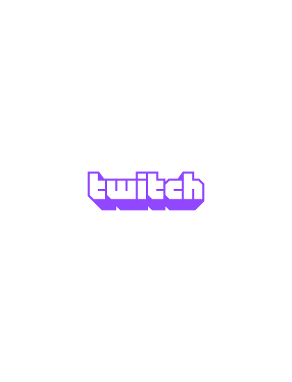 Twitch logo in purple text with a shadow on white background.