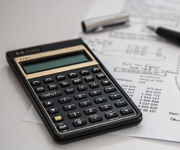 A calculator on a desk