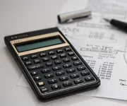 A calculator on a desk