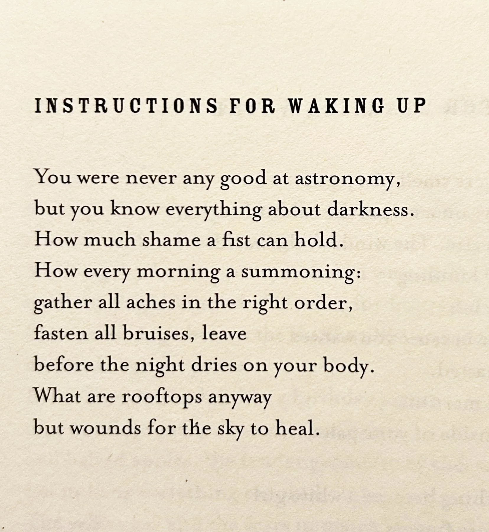 Instructions for Waking Up poem Adriana Cloud