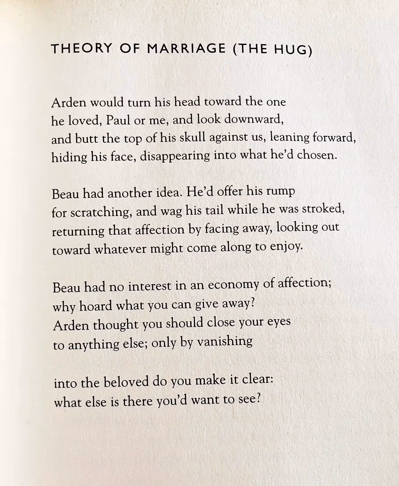 Theory of Marriage the hug poem Mark Doty