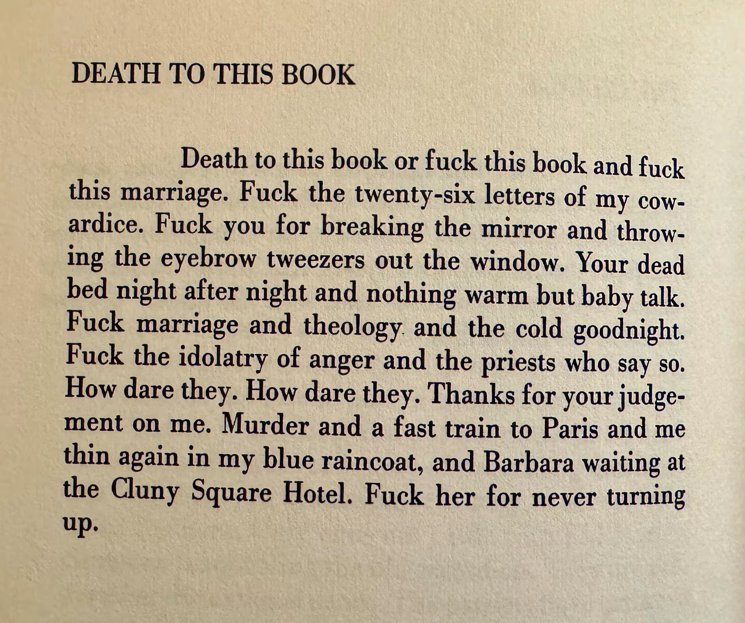 “Death to this book” — poem from Death of a Lady’s Man by Leonard Cohen