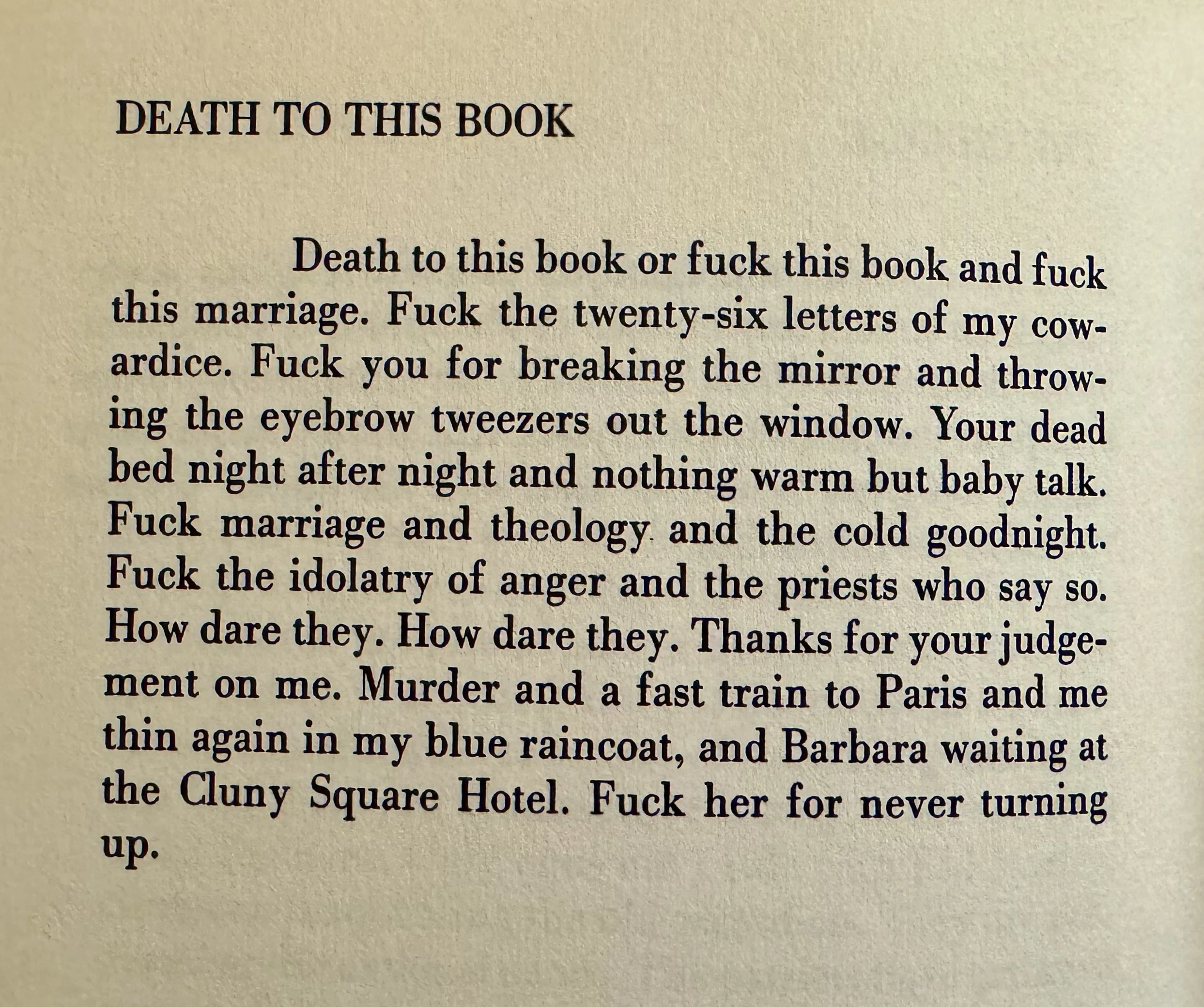 “Death to this book” — poem from Death of a Lady’s Man by Leonard Cohen