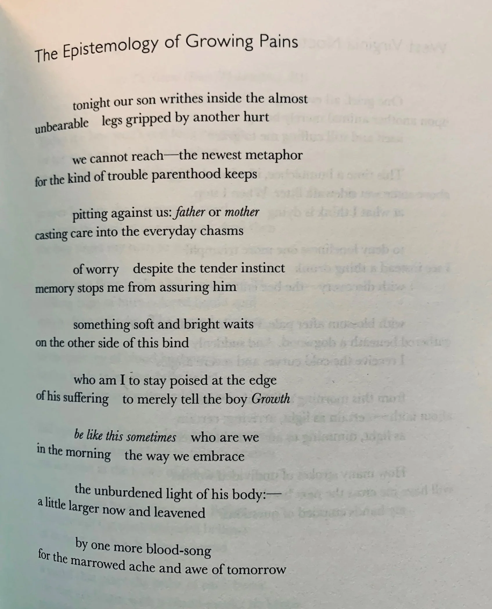 geffrey davis poem epistemology of growing pains night angler fatherhood poetry