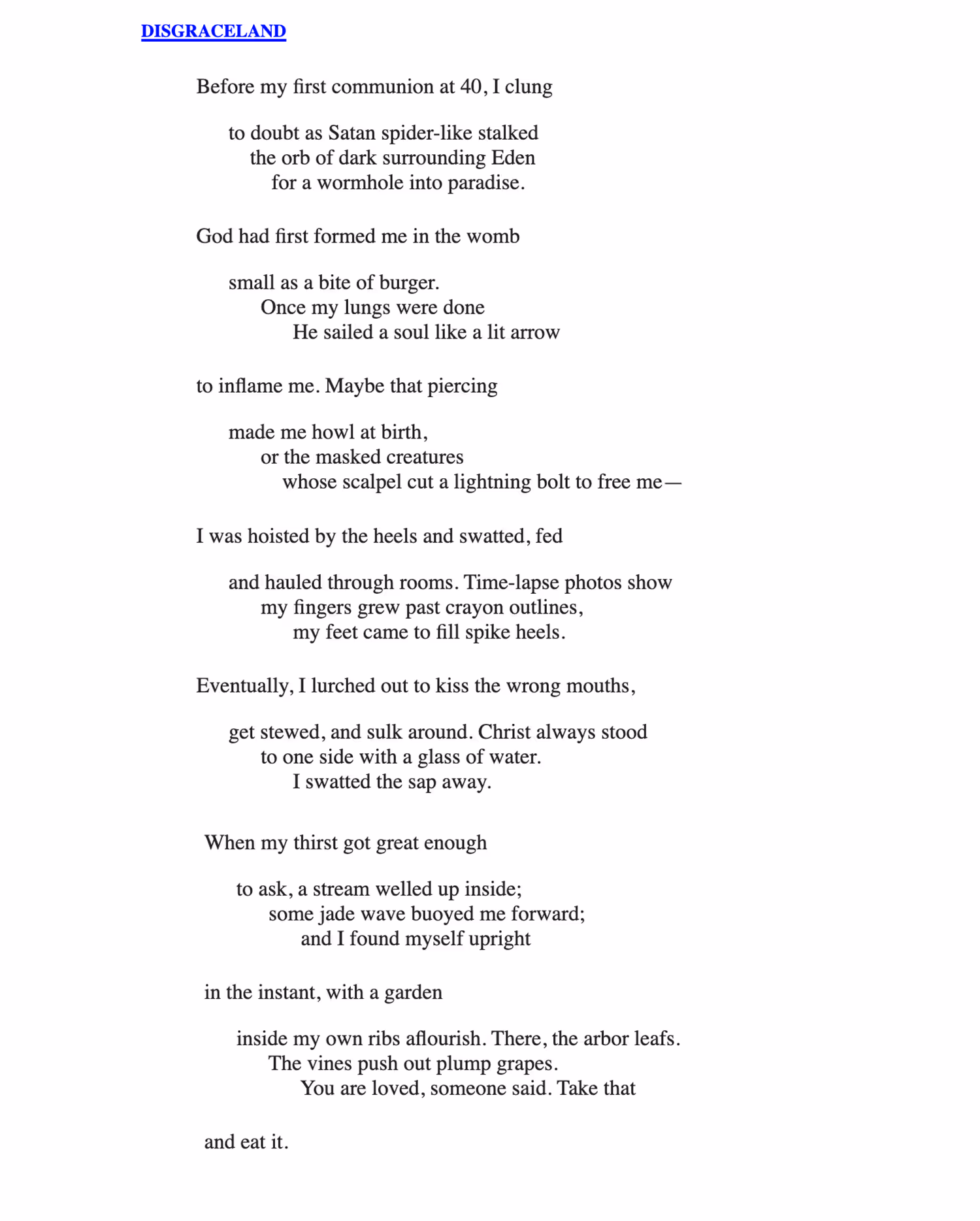 an image of the poem titled disgraceland by mary karr
