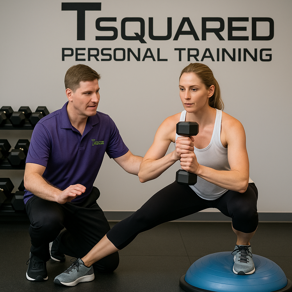 TSquared Personal Training session focusing on joint-safe strength training for adults over 40