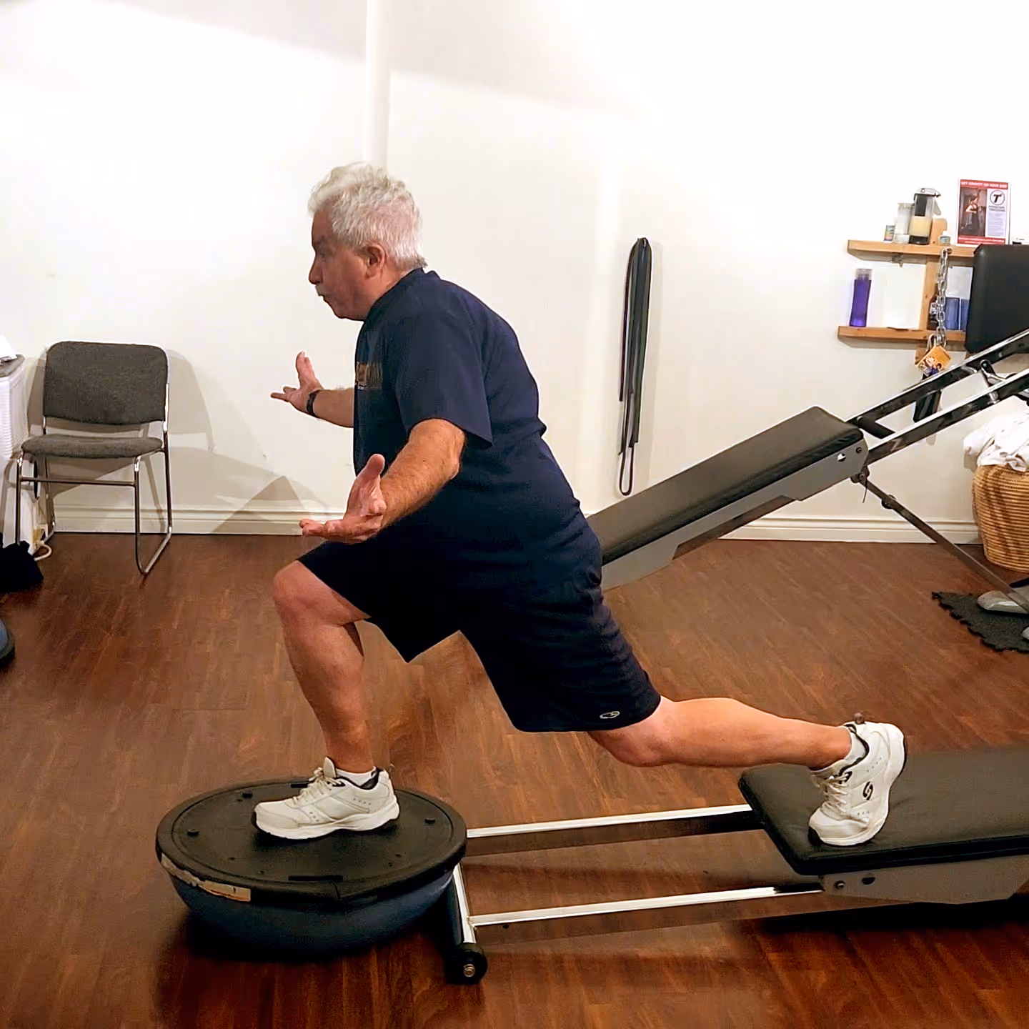Older adult doing supervised strength training in a Vancouver personal training studio