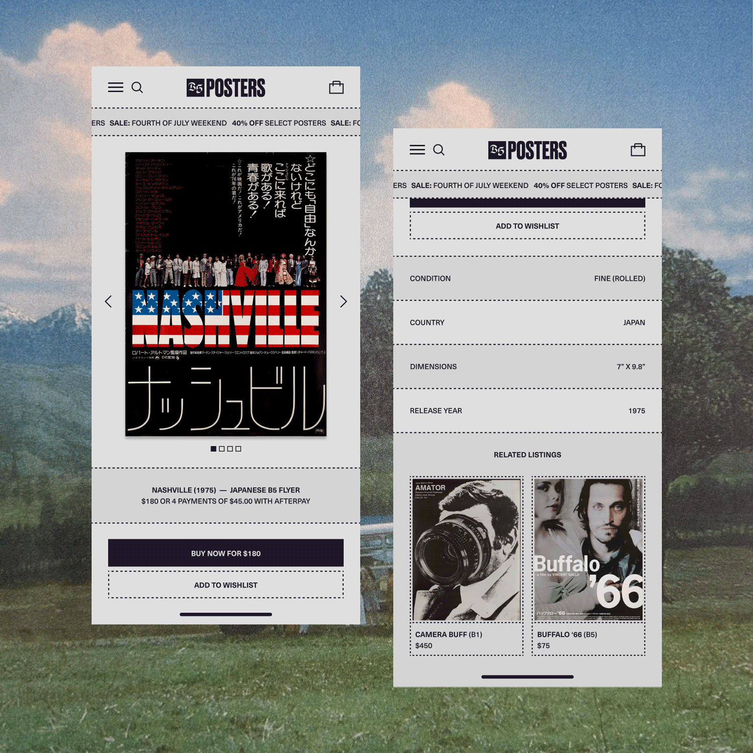 Mobile site for B5 Posters