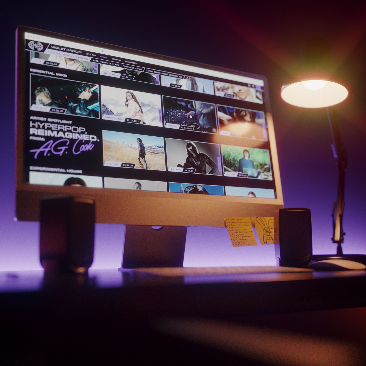 Desktop screens for Violet Radio